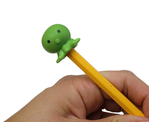 Green Fun Octopus Pencil Topper on a pencil