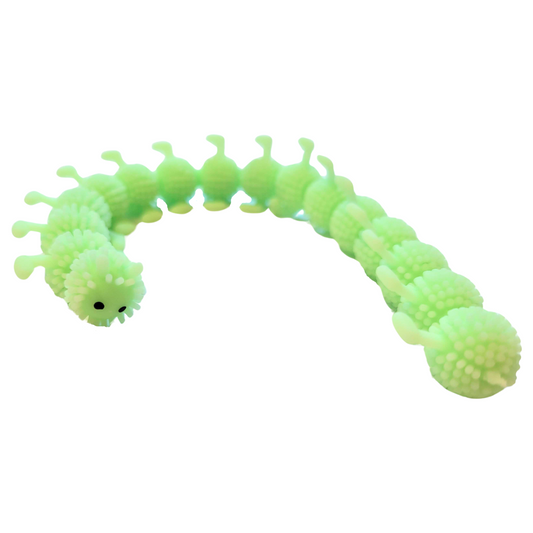 A lime green stretchy caterpillar.