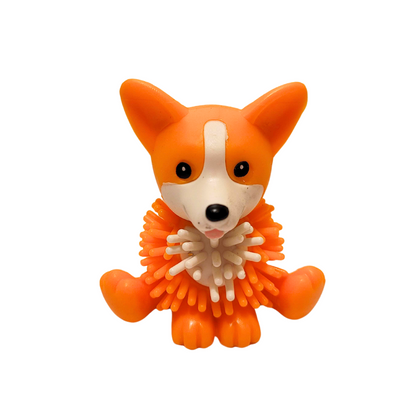 An orange spiky corgi figure.