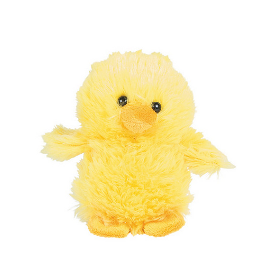 A yellow fuzzy chick plush.
