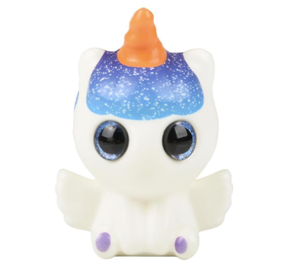 A Pegasus Sparkle Eye Slow Rise Squishy. The Pegasus is white with a galaxy pattern mane. The Pegasus has blue eyes.