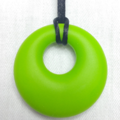 Green Round Chewable Necklace up close
