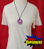 Purple Round Chewable Necklace on mannequin