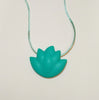 Mint Lotus Chewable Necklace on mint colored satin cord