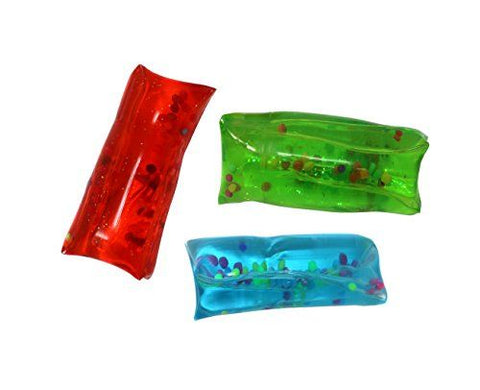 Three mini water wigglers, in red, green, and blue