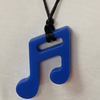 Blue Music Note Chewable Necklace up close
