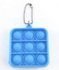 Square shaped blue bubble pop fidget keychain. It has three rows of three bubbles.