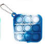 Square shaped blue and white tie dye bubble pop fidget keychain. It has three rows of three bubbles, for nine total.