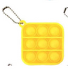 Square shaped yellow bubble pop fidget keychain. It has three rows of three bubbles.