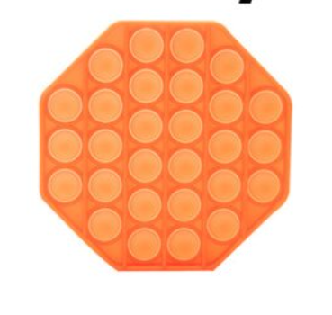 Octagon shaped orange bubble pop fidget.
