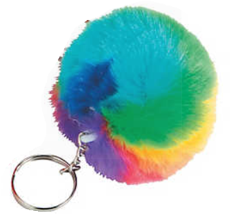 Rainbow Puff Keychain - close up