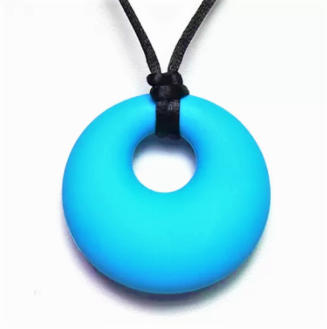 Sky blue round chewable necklace