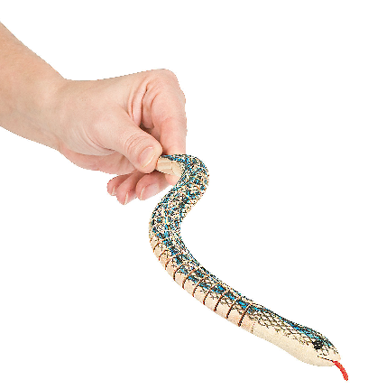 Person holding blue Realistic Wooden Snake