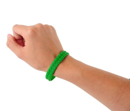 Green Bumpy Textured Wristband on a person's wrist